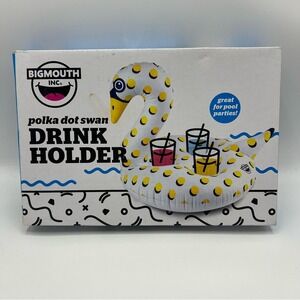 NIB BIGMOUTH‎ INC Polka Dot Swan Drink Holder Yellow and White